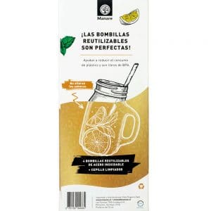 Bombilla Reutilizable de Acero Inoxidable - Dorada Posterior