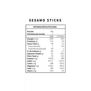 Cochayuyo Seaweed Sticks Sésamo Contenido