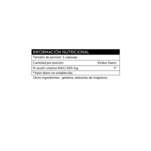 N Acetyl Cisteina 600 mg Contenido