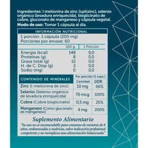 Zinc Selenio Cobre Manganeso Contenido