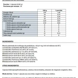 UltraFlora BiomePro 105 UFC 30 capsulas Contenido