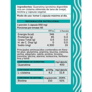 Keratin plus Biotina Contenido