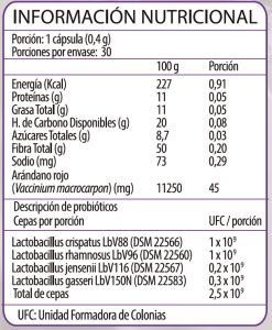 Probiotix Cranberry Contenido