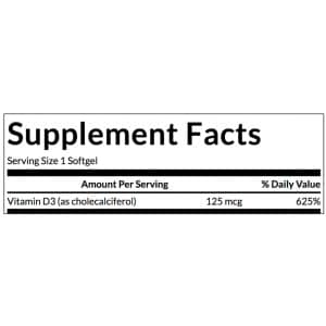 Vitamina D3 5000 UI Capsulas Blandas Contenido