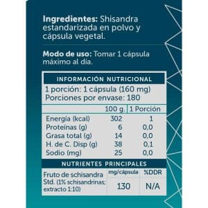 Schizandra Pure 180 Cápsulas Contenido