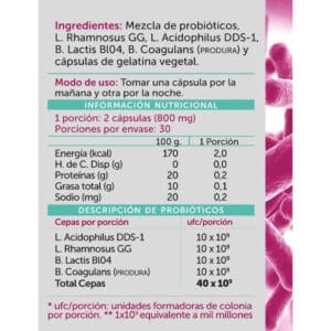 Probiotic Plus 40 Billones Contenido