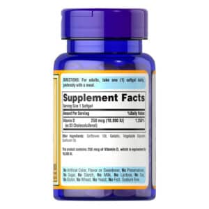 Vitamina D3 10.000 UI 100 capsulas blandas Contenido