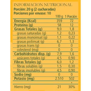 Hemp Protein Proteina de Cañamo 200 gramos Información Nutricional
