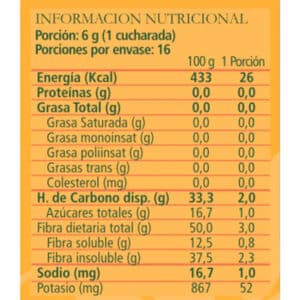 Maqui Berry 100g Polvo Organico Información Nutricional