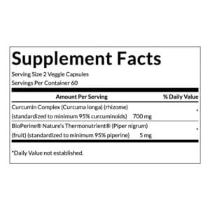 Curcumin Complex Estandarizado con Bioperina 120 Capsulas Contenido
