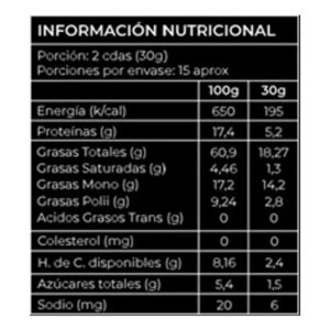 Mantequilla (pasta) de avellanas europeas 220 gr Contenido