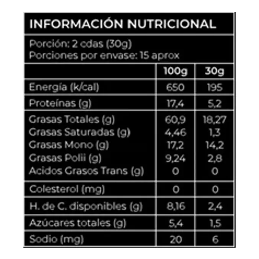 Mantequilla (pasta) de avellanas europeas 220 gr Contenido