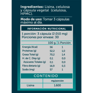 Lisina Pure 90 Capsulas Contenido